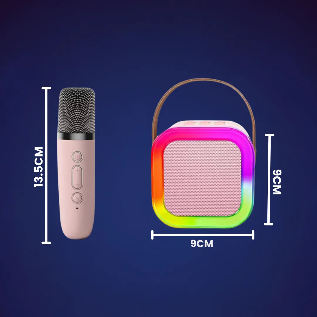 Boxă Portabilă Karaoke cu Bluetooth, Lumini RGB și 2 Microfoane Incluse