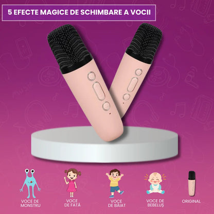 Boxă Portabilă Karaoke cu Bluetooth, Lumini RGB și 2 Microfoane Incluse