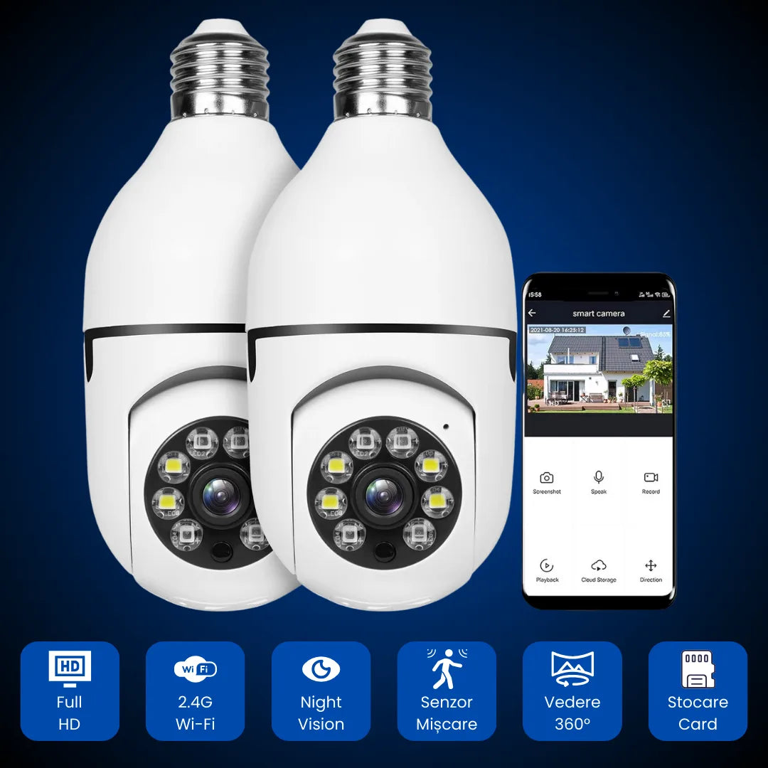Camere Full HD Tip Bec, Cu Wi-Fi, Senzor De Mișcare Și Aplicație Pentru Telefon