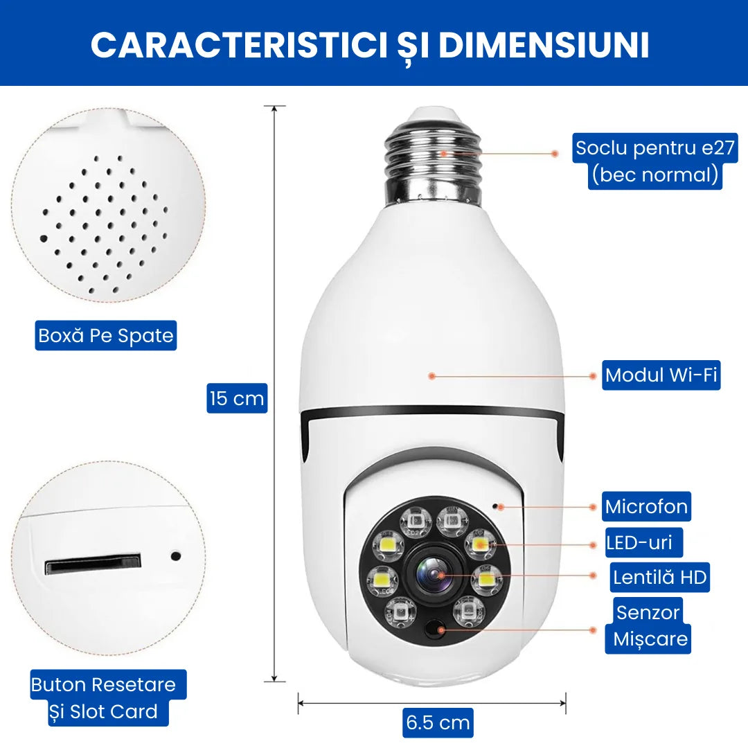 Camere Full HD Tip Bec, Cu Wi-Fi, Senzor De Mișcare Și Aplicație Pentru Telefon