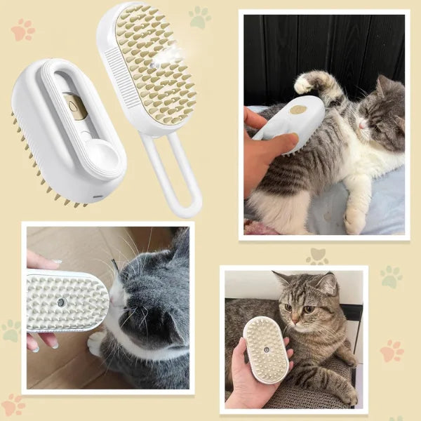 OFERTĂ 1+1 GRATIS: Perie Cu Abur Pentru Animale - Masaj și Curățare, Peri din Silicon, USB