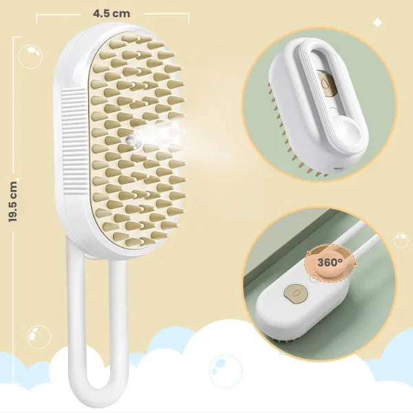 OFERTĂ 1+1 GRATIS: Perie Cu Abur Pentru Animale - Masaj și Curățare, Peri din Silicon, USB