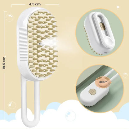 OFERTĂ 1+1 GRATIS: Perie Cu Abur Pentru Animale - Masaj și Curățare, Peri din Silicon, USB